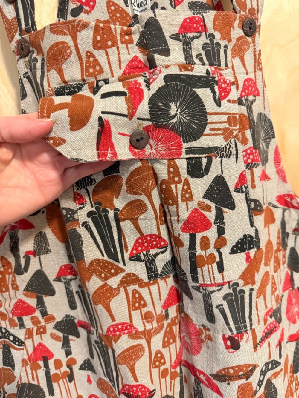 Mushroom Print Overalls - Festival Boho 🤩 NWT 100% Cotten - Picture 5 of 11